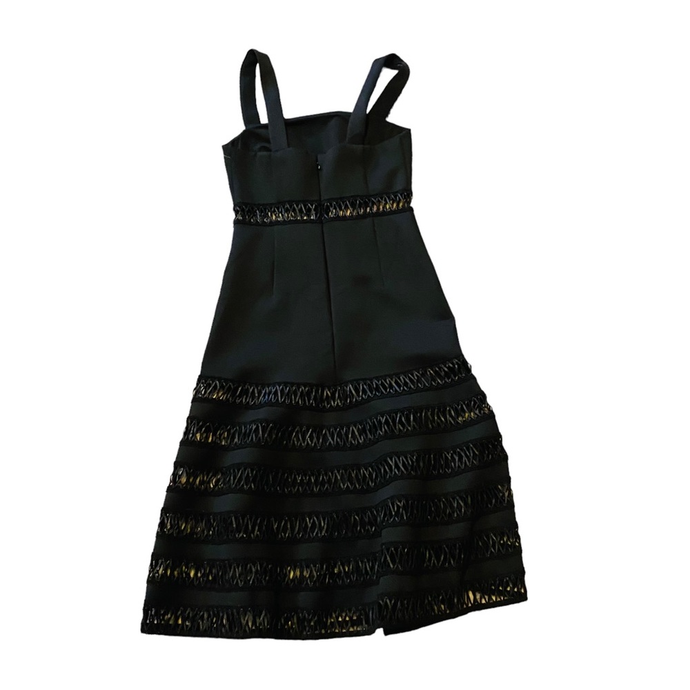 ⭐️ MARCIANO Black Neoprene Lace Up Detail Tiered Dress - Picture 2 of 6